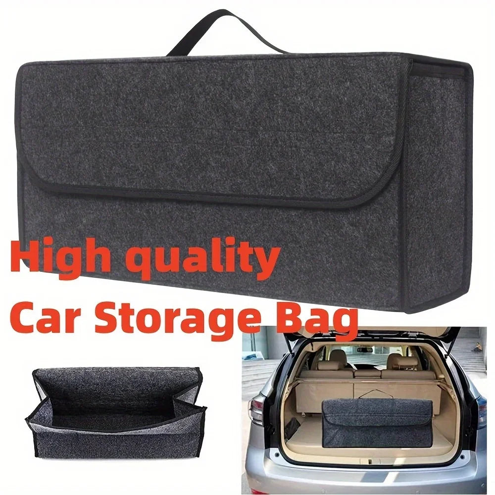 Spacious Canvas Car Storage Box Trunk Organizer with Felt Cloth Interior - Car Interior Tidying Container for Easy Storage Oasis Select