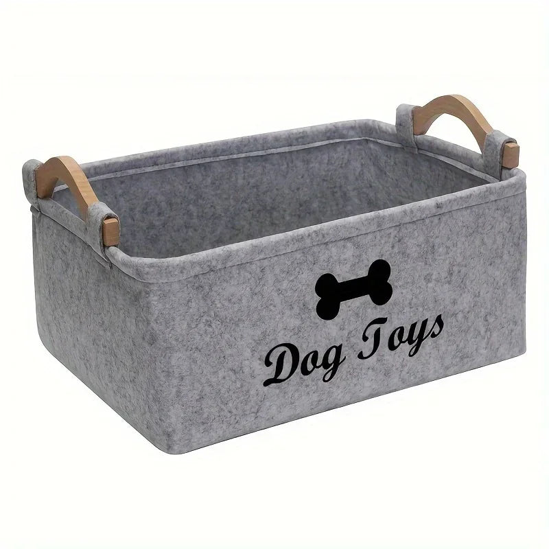 Felt Pet Toy Box – Dog Storage Basket & Chest Organizer