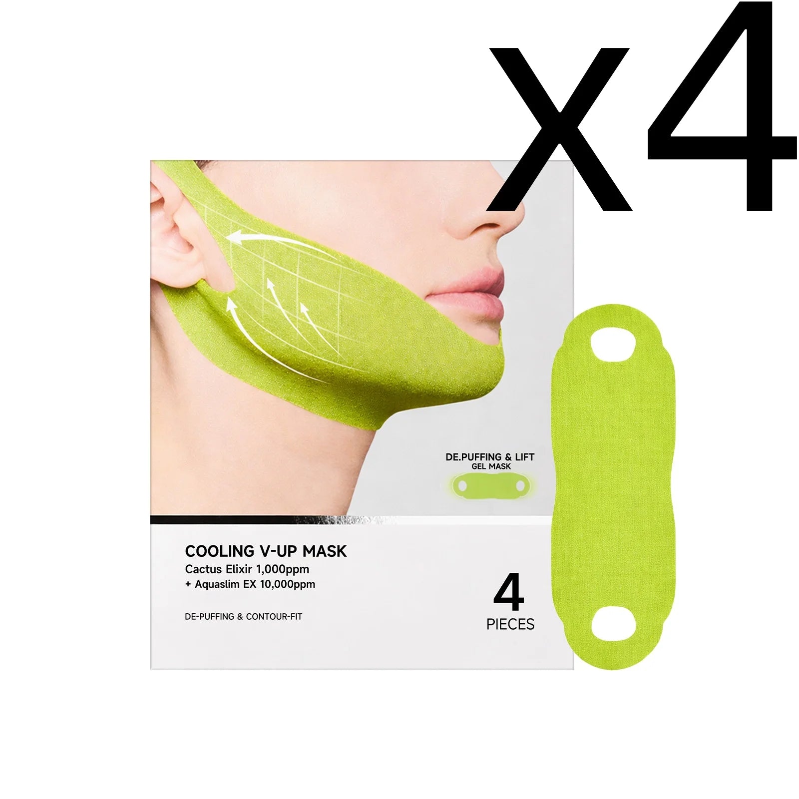 Centella Asiatica Face Lifting Mask Lift Facial Contour Tighten Skin Firm Cheek Enhance Firmness Easy Apply Face Shaping Bandage Oasis Select 4pcs Boxed X 4PCS