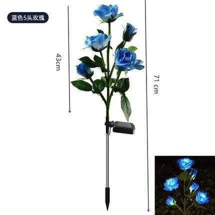 New Waterproof Solar Outdoor Landscape Lights Garden Lights Solar Garden Rose Lights Oasis Select 5 Head Blue rose