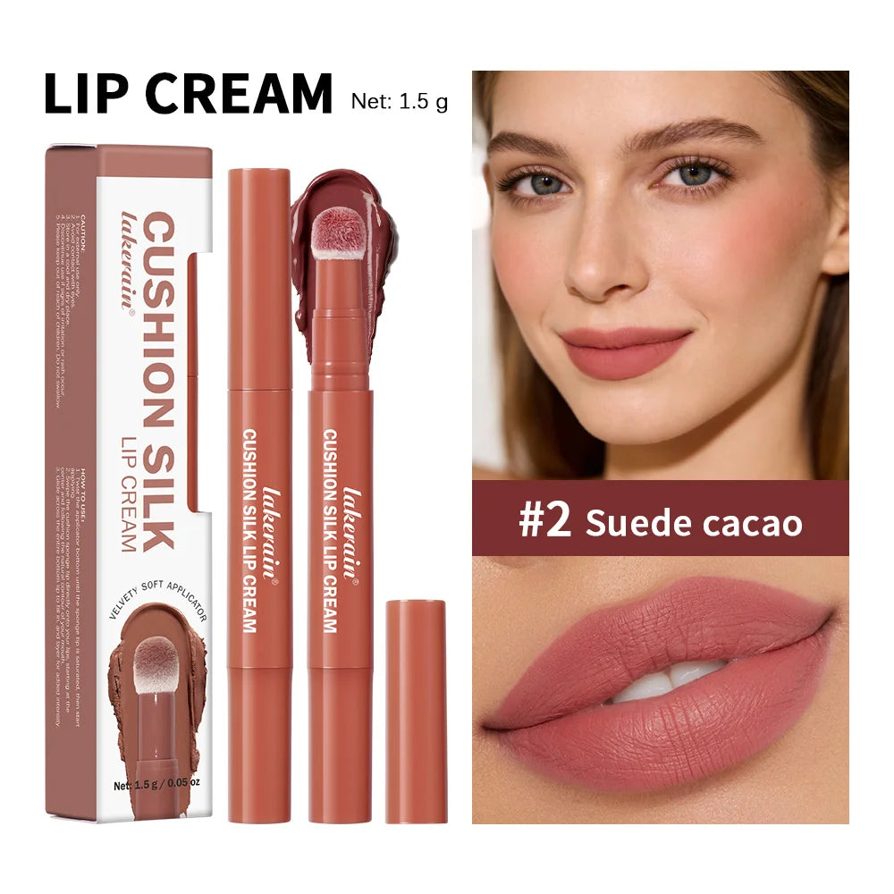 Cushion Kiss Lip Cream – Matte Waterproof Long-Lasting Lip Tint Matte Lip Tint Oasis Select 2Suede Cacao