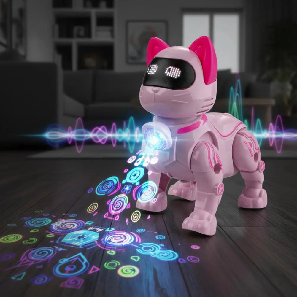 Electric Robot Cat Toy – Walking, Singing & Light-Up with Leash