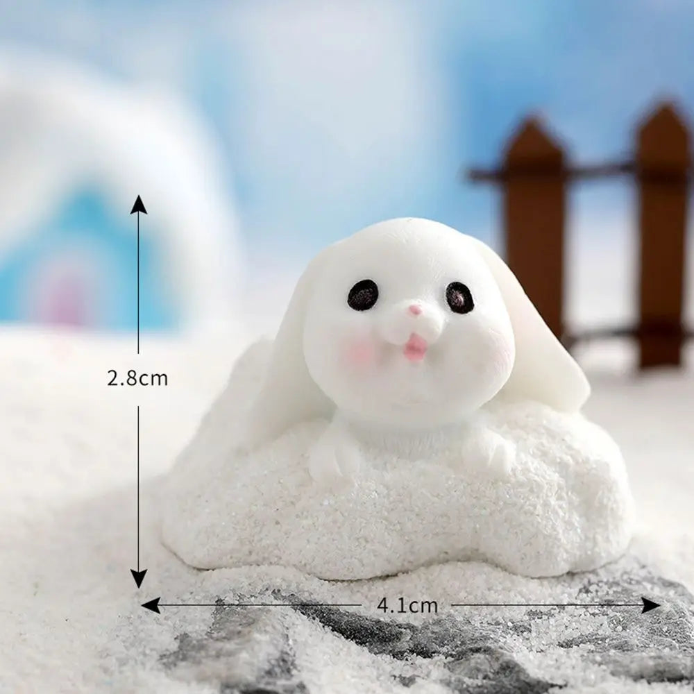 Snowman Bunny Resin Figurine | Micro Landscape Christmas Ornament
