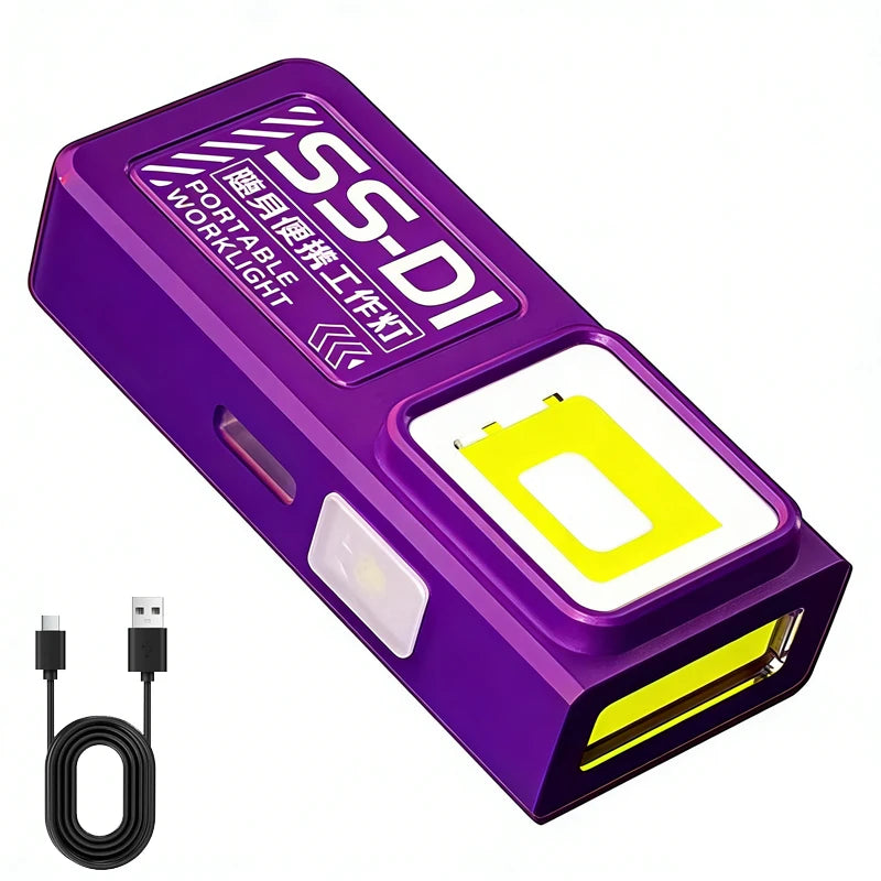 Mini COB LED Flashlight USB-C Rechargeable Magnetic Clip Pocket Lamp