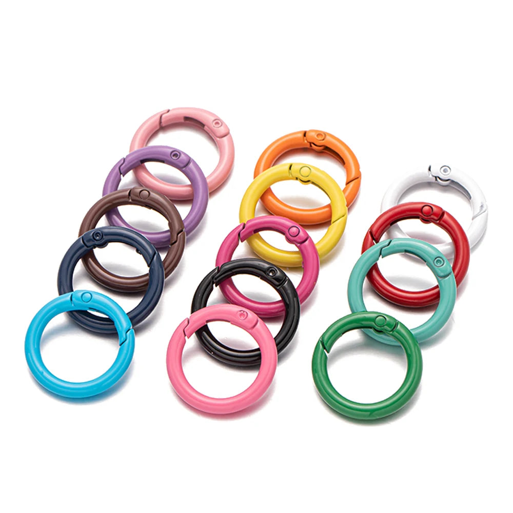 5pcs 20/25/28/33mm Metal O Ring Spring Clasps Round Carabiner Keychain Bag Clips Hook Buckles Connector For DIY Jewelry Making Oasis Select
