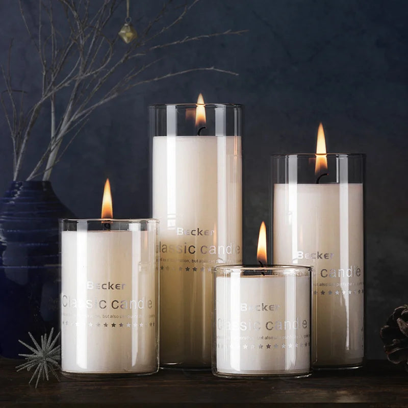 Simple Candle Cup Holder Transparent European Candlestick Empty Cups Candles Glass Light Jar Wedding Restaurant Candle Container Oasis Select