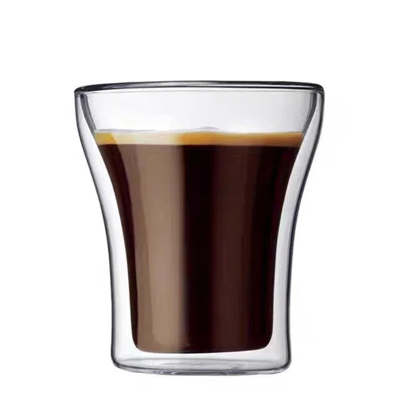 100/200/250ml Double Wall Glass Cup Durable Heat Resistant Beer Wine Cocktail Thermal Tea Milk Drink Mug for Home Coffee Cup Oasis Select 200ML-1Pc 100-250ml
