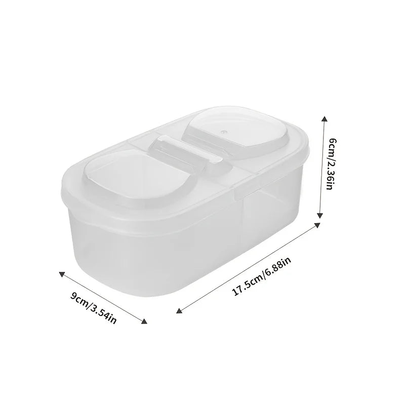 Dual Compartment Food Storage Container Plastic Sealed Easy Clean Reusable for Spices Herbs Lunch Kitchen Camping Office Oasis Select