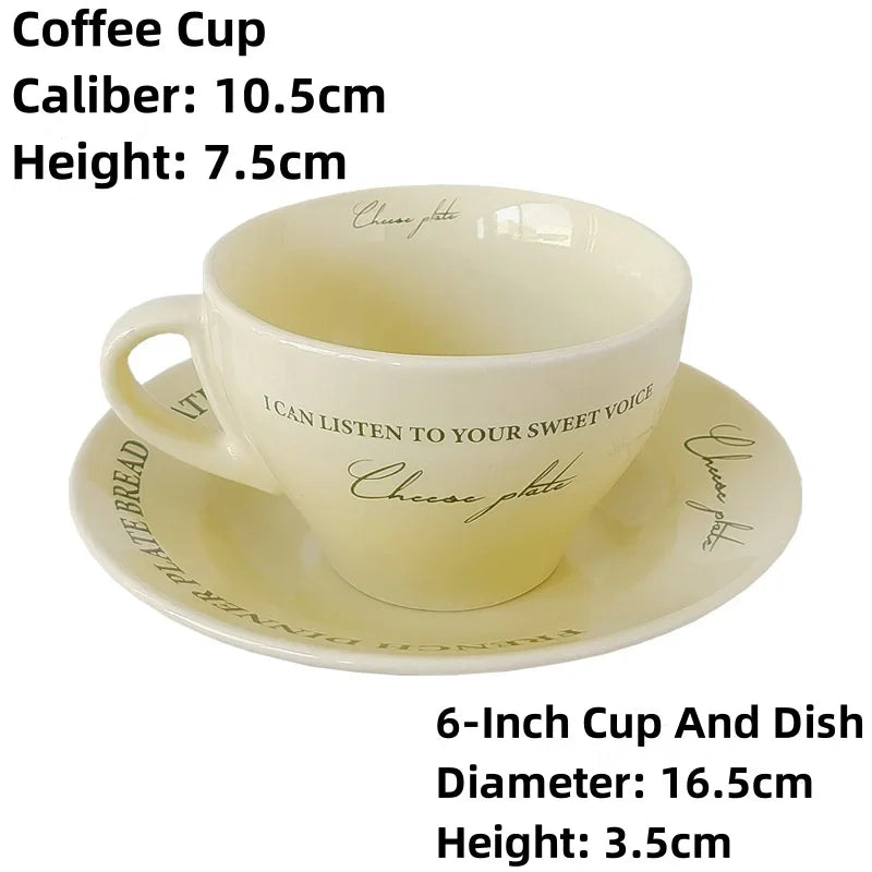 Coffee Mugs Ceramic Milk Tableware Tea Tools Cute Ins Korean Style Oatmeal Breakfast Drink Juice Tea Cup and Saucer Sets Oasis Select