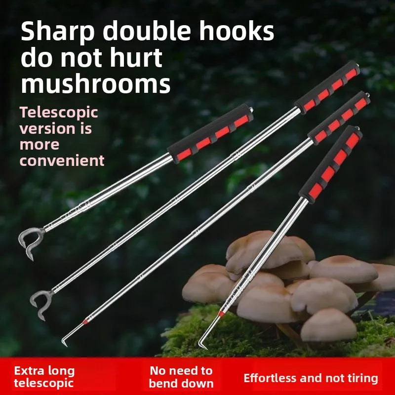 1-10PCTelescopic Mushroom Picking Tool Adjustable Foraging Rake for Wild Camping Hiking Portable Lightweight Outdoor Oasis Select