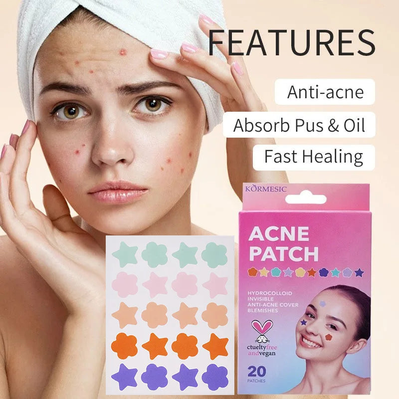 Colorful Star Acne Patches – Pimple & Blackhead Treatment 20pc Acne Patch Treatment Oasis Select