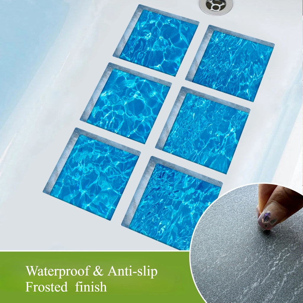 3D Bathtub Stickers Anti-Slip Bath Tub Decals Waterproof Wave Pattern Self-Adhesive Bath Tub Anti-Slip Film Stripe Bath Mat Oasis Select