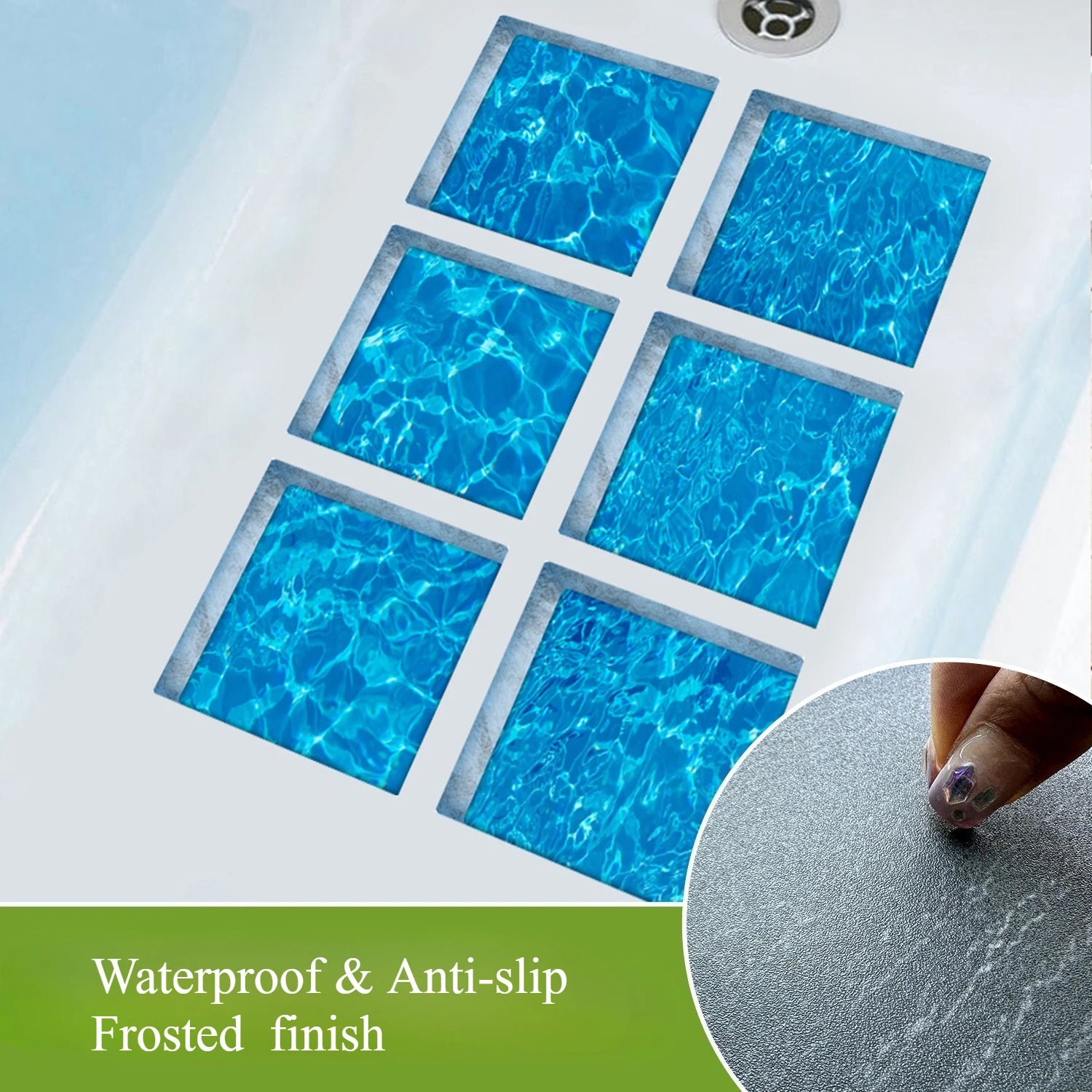 3D Bathtub Stickers Anti-Slip Bath Tub Decals Waterproof Wave Pattern Self-Adhesive Bath Tub Anti-Slip Film Stripe Bath Mat Oasis Select