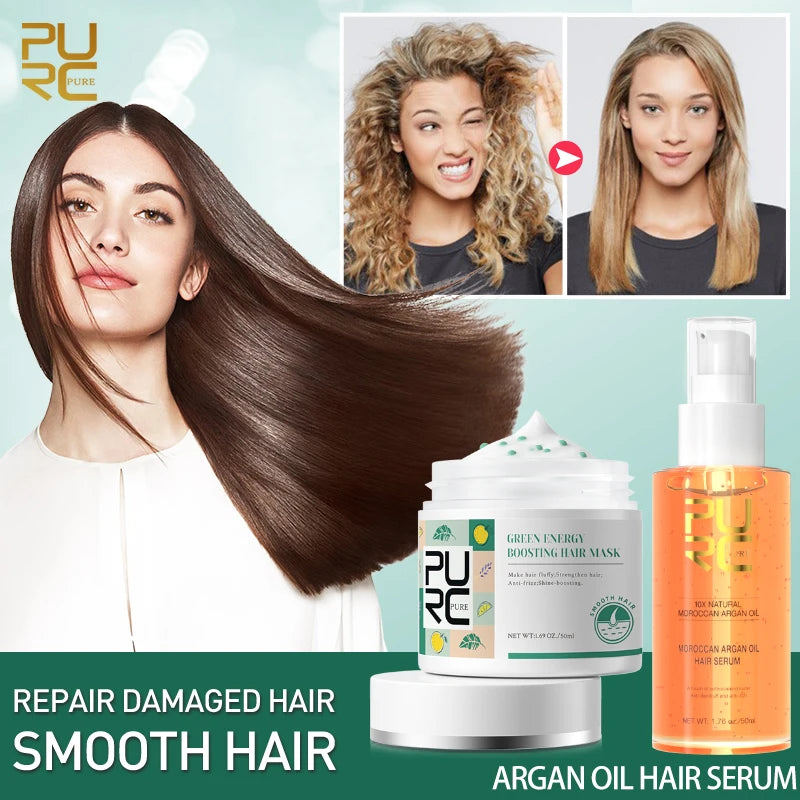 Keratin Hair Mask & Moroccan Argan Hair Care Oil Serum Repair Frizz Dry Damaged Smoothing Nourishing Hair Treatment Cream Oasis Select