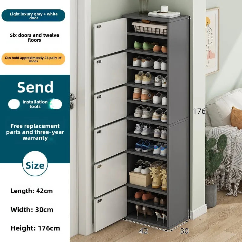 Shoe rack narrow vertical dustproof large capacity storage locker small apartment multi-layer shoe cabinet Oasis Select