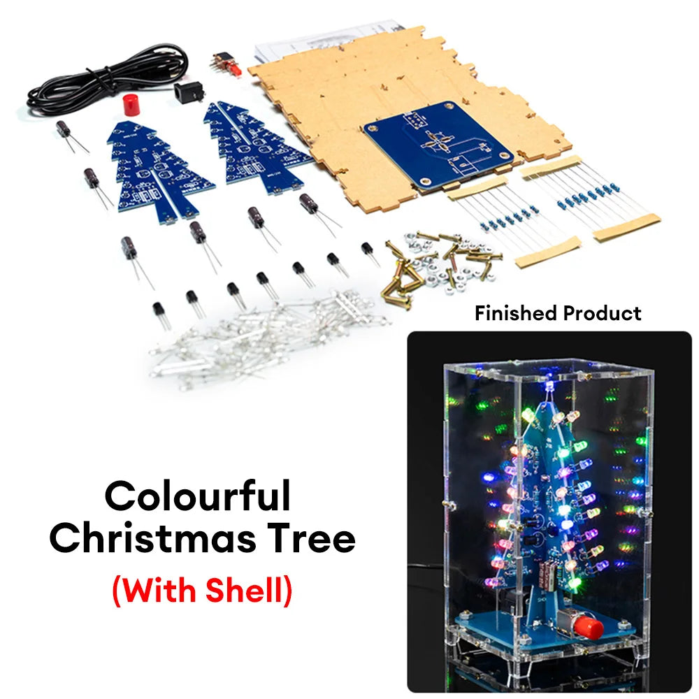 Three-Dimensional 3D Christmas Tree LED DIY Kit Colorful LED Flash Circuit Kit Electronic Fun Suite Oasis Select With casing