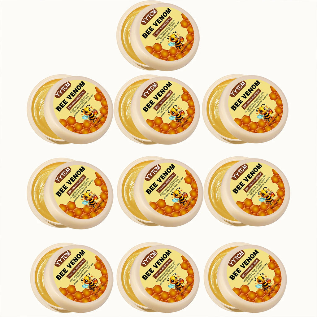 Bee Venom Dry Crack Moisturizing Cream, Hydrating & Nourishing for Autumn Winter, Smooth & Soft Skin Care, Hydrating Foot Cream Oasis Select 10Pcs 20g