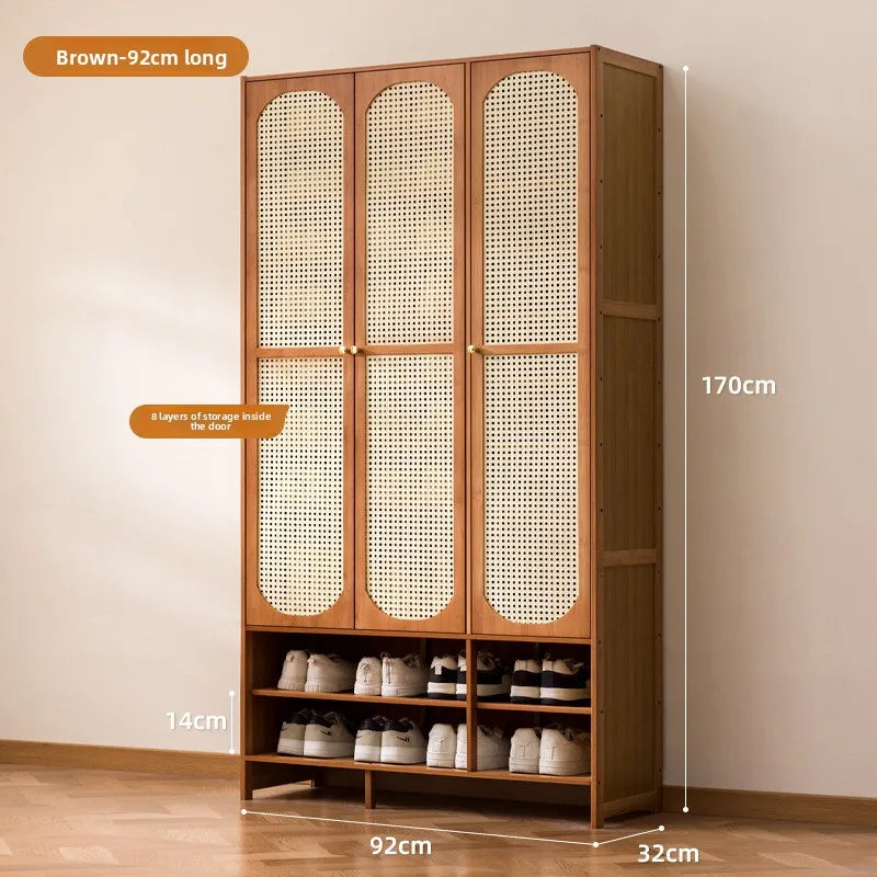 Large-capacity outer corridor multi-layer vertical shoe rack at the entrance of the household entrance Oasis Select Brown three doors 92