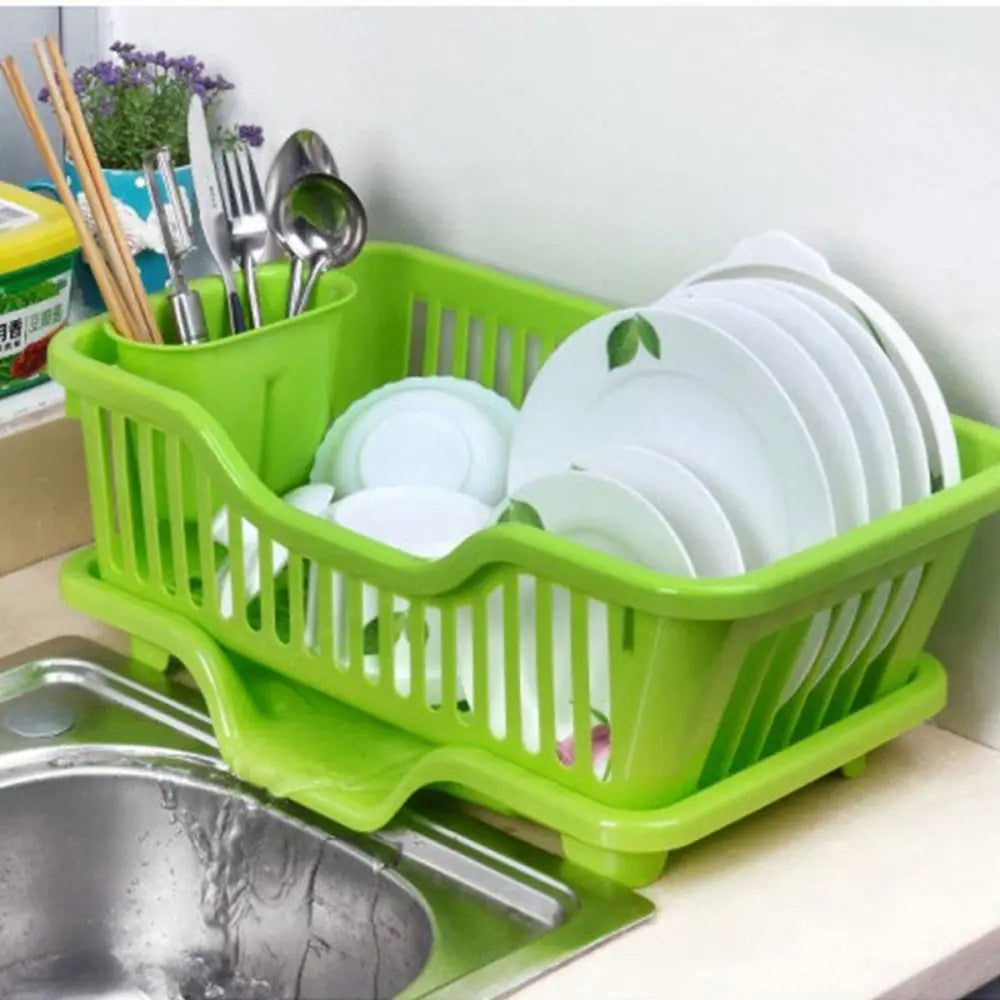 Dish Drying Kitchen Utensils Drainer Rack with Drain Board Countertop Dinnerware Plates Bowls Chopsticks Spoons Organizer Oasis Select