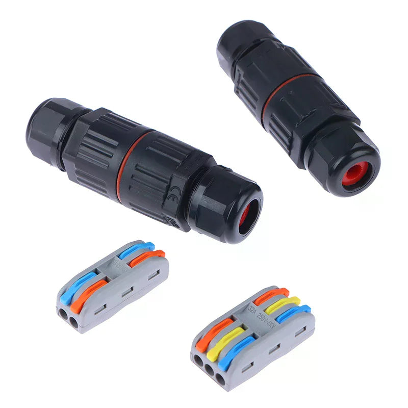 1PC IP68 Waterproof Electrical Connector 2/3 Pin Straight Quick Push-In Terminal Block Wire Cable Conductor Plug Oasis Select