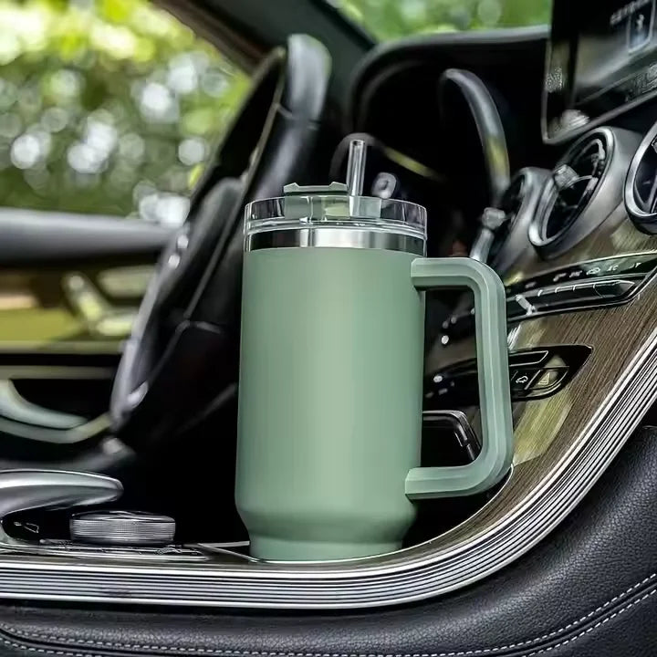 40oz Tumbler Vacuum Insulated Thermos Custom Travel Cup Stainless Steel Water Bottle Coffee Mugs With Handle Outdoor Drinkware Oasis Select