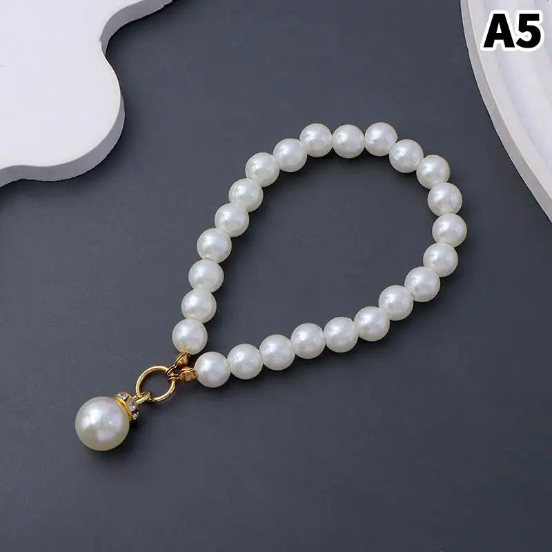 Simulated Pearl Keychain – Beaded Bag Charm & Phone Pendant