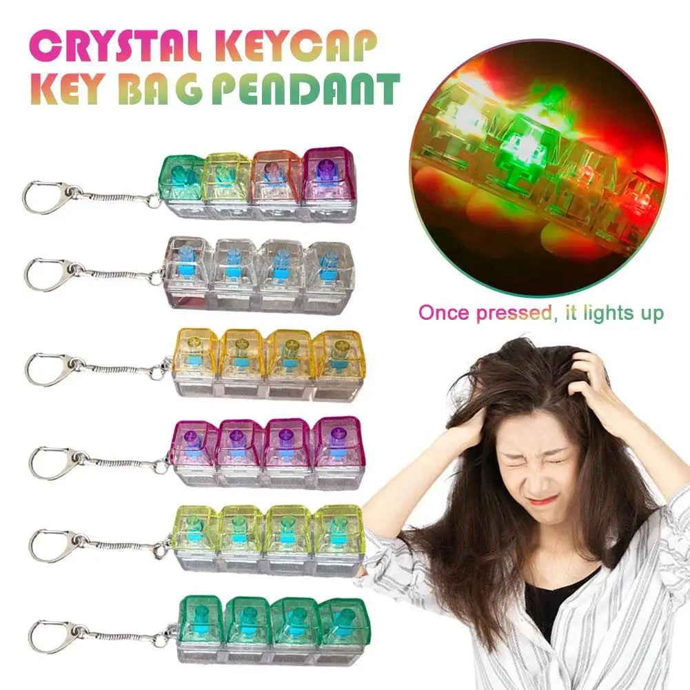 Keyboard Toy Keychain DIY Button Keycap Fidget Keychain Decompression Toys Mechanical Key Toy for Adult to Relief Pass Time Oasis Select