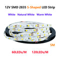 LED 12V 2835 S Shaped LED Light Strip 60LEDs/m 120LEDs/m 5m S Type LED Strip Flexible and Bendable For Light Boxes Signboards Oasis Select Warm White 60LEDs One Meter 5m