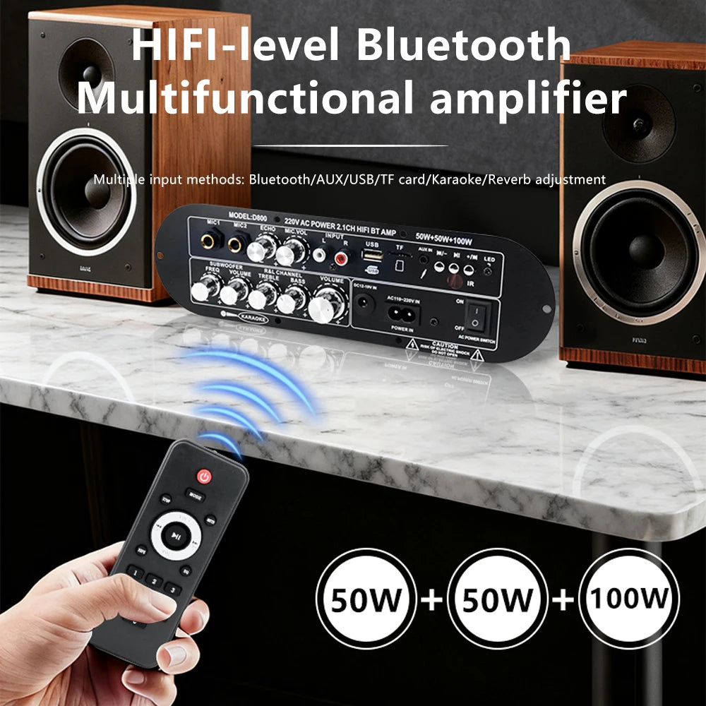 Bluetooth 5.0 Digital Amplifier Board 2.1 Channel 50W*2 100W Large Power Output for Home Sound Systems Adjustable Bass Treble Oasis Select