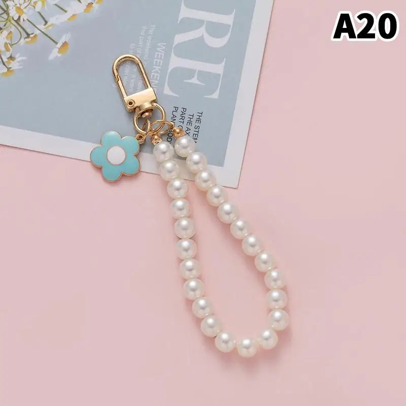 Pearl Flower Keychain Charm – Beaded Bag & Phone Pendant Keychain Charm Oasis Select A20