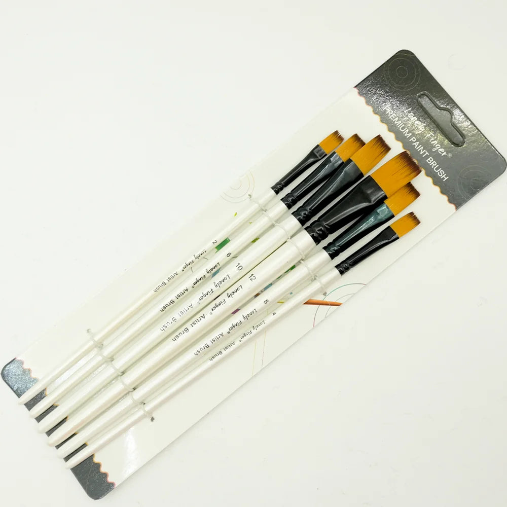 6PCS Flat Paint Brushes ,Watercolor Brush Synthetic Nylon Craft Artist Brushs for Adult Artist Oil Canvas Oasis Select