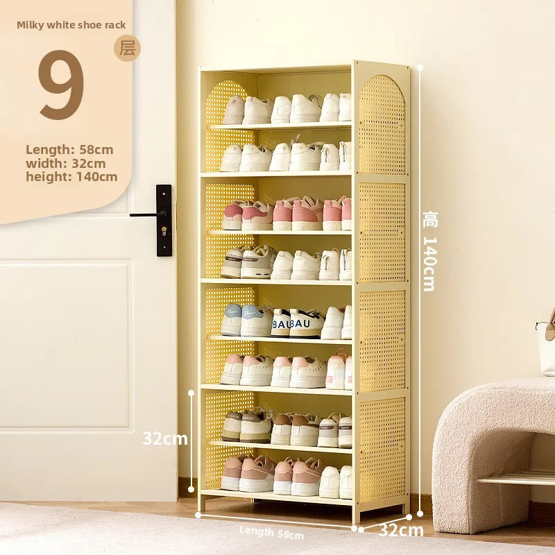 Simple shoe cabinet home door multi-layer baffle shoe rack corridor entrance economical home storage simple shoe cabinet Oasis Select Milk White 9-58