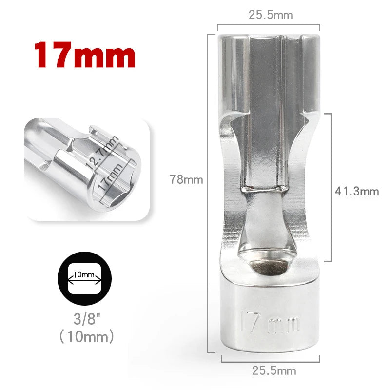 Diesel Injector Pipe Remove Wrench, 10mm-19mm, Fuel Line Socket Adapter Tool Oasis Select 17mm