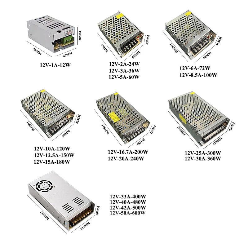 AC DC Power Supply 12V 1A 2A 3A 5A 10A 15A 20A 30A Fonte 500W 12V 220V Transformer LED Power Supply 12V 12 V Volt SMPS Mean Well Oasis Select