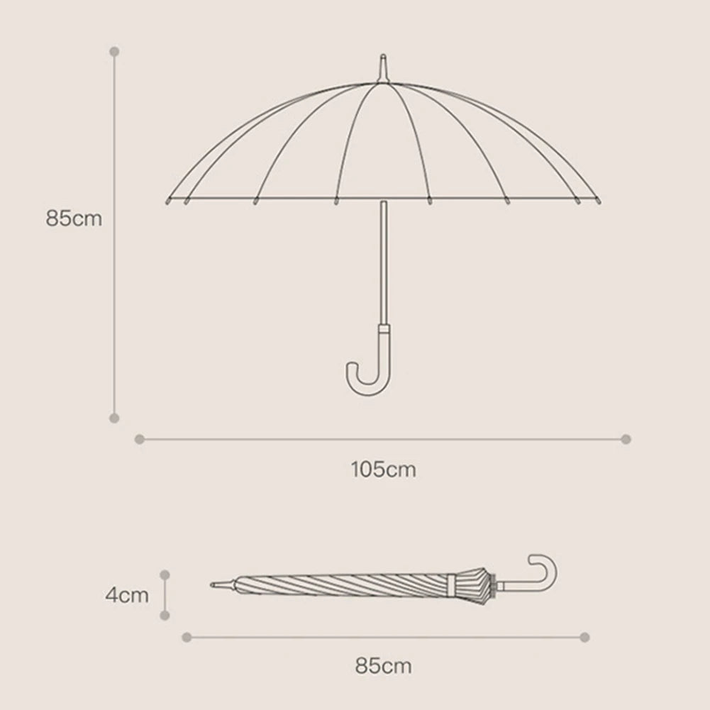 PEAKINBAGS 24-Rib UV Golf Umbrella – Large J Handle Windproof