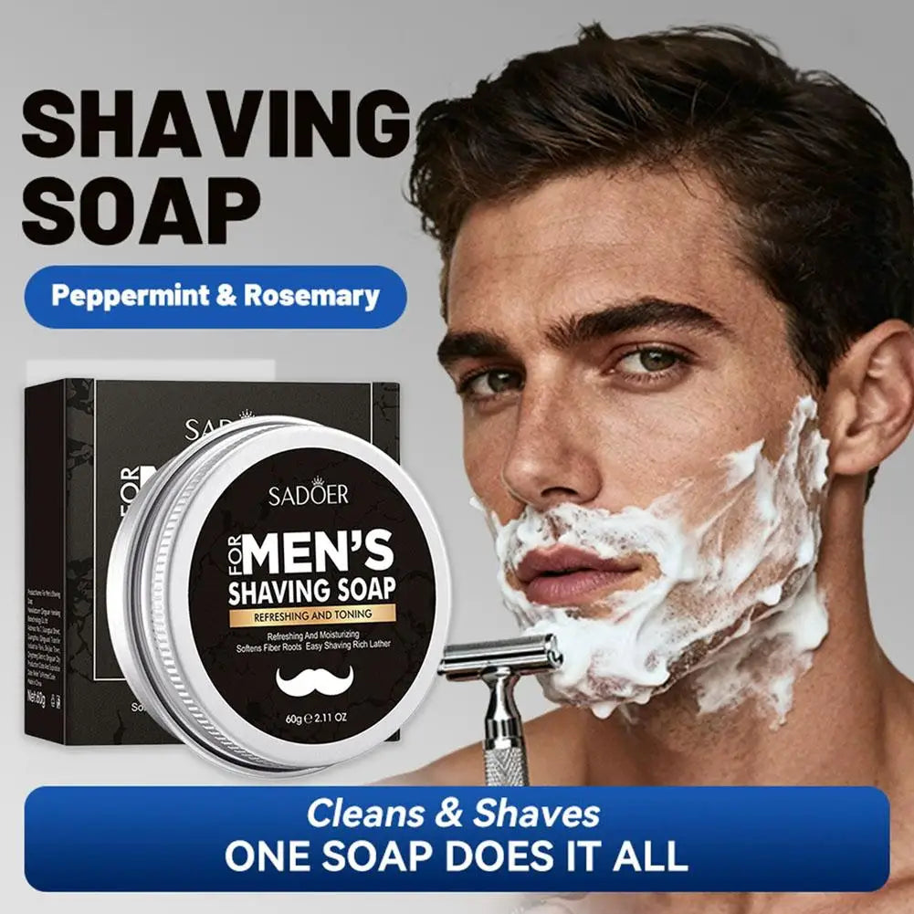 60g Shaving Soap for Men, Soften Beard for Smooth & Comfortable Shave, Gent Moisturizing Natural Shaving Bar Mens Grooming Care Oasis Select