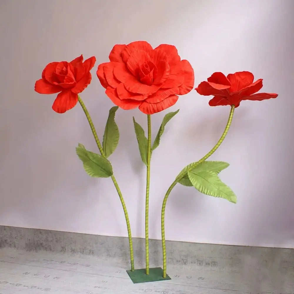 30cm Giant PE Foam Silk Rose Artificial Flower Branch | Wall Decor