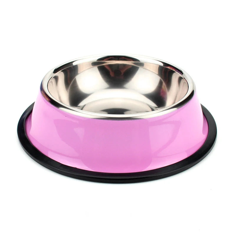 Stainless Cat Bowls Pet Steel Bowl Set Food Water Bowl for Dogs and Cats Anti-skid Cats Supplies Oasis Select Pink 15cm