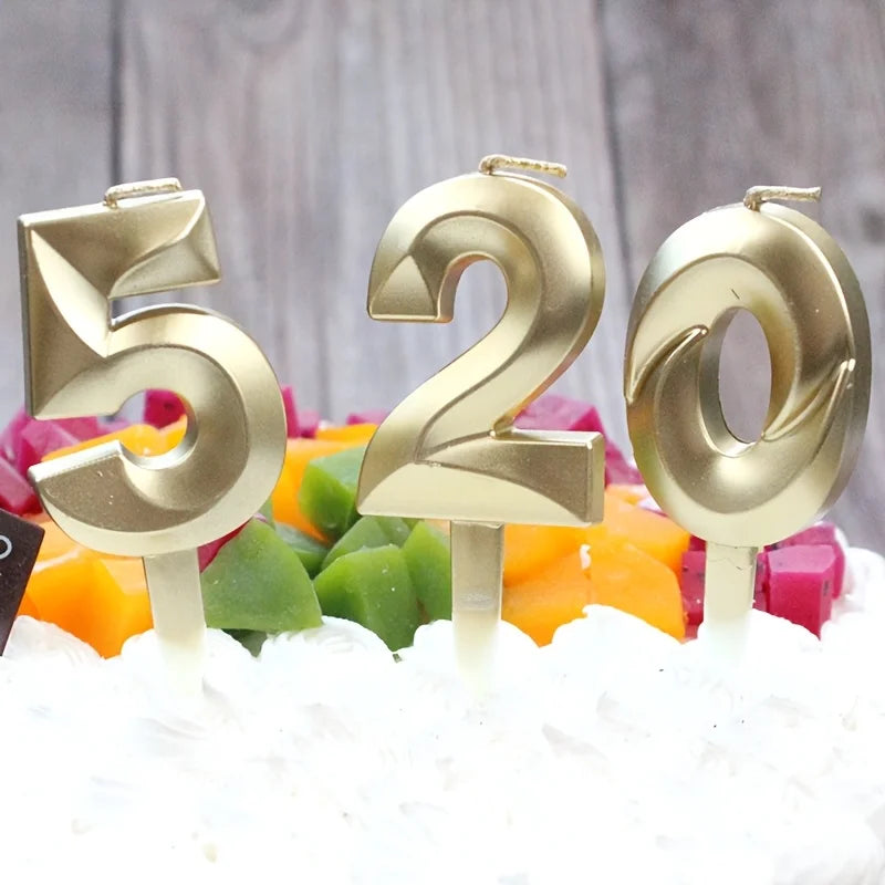 3D Gold Diamond Number Candles Large Birthday Cake Topper Wedding Anniversary Party Decorations for Home Celebration Supplies Oasis Select