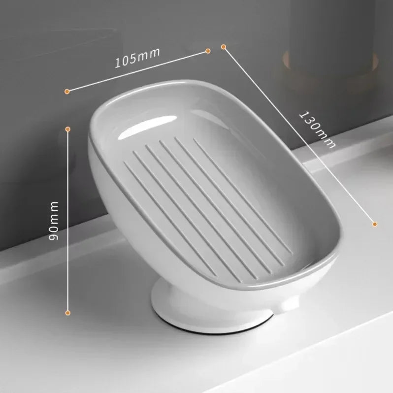 Soap Box Drain Free Punching Household Light Luxury Suction Cup SoapBox Toilet Countertop Soap Rack Bathroom Shelf Oasis Select GRAY