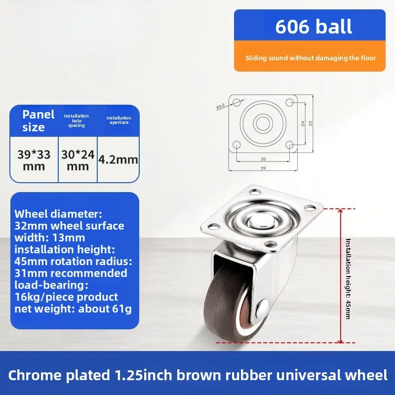 1 1.25 1.5 2 Inch Furniture Caster Soft Rubber Universal Wheel Swivel Caster Roller Wheel For Platform Trolley Accessories Oasis Select 1.25 inch universal 1.0 Inch