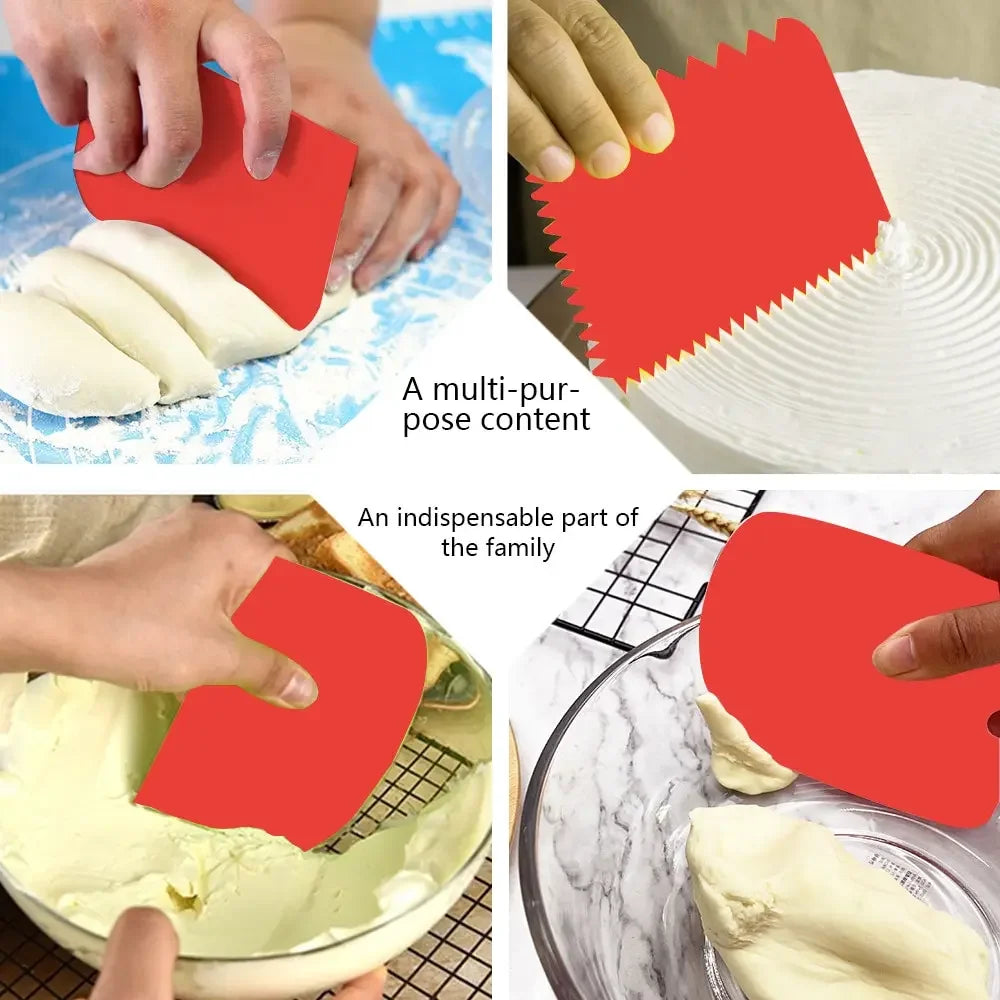 3-Piece Plastic Dough Scraper Set – Baking & Cake Decorating Dough Scraper Set Oasis Select
