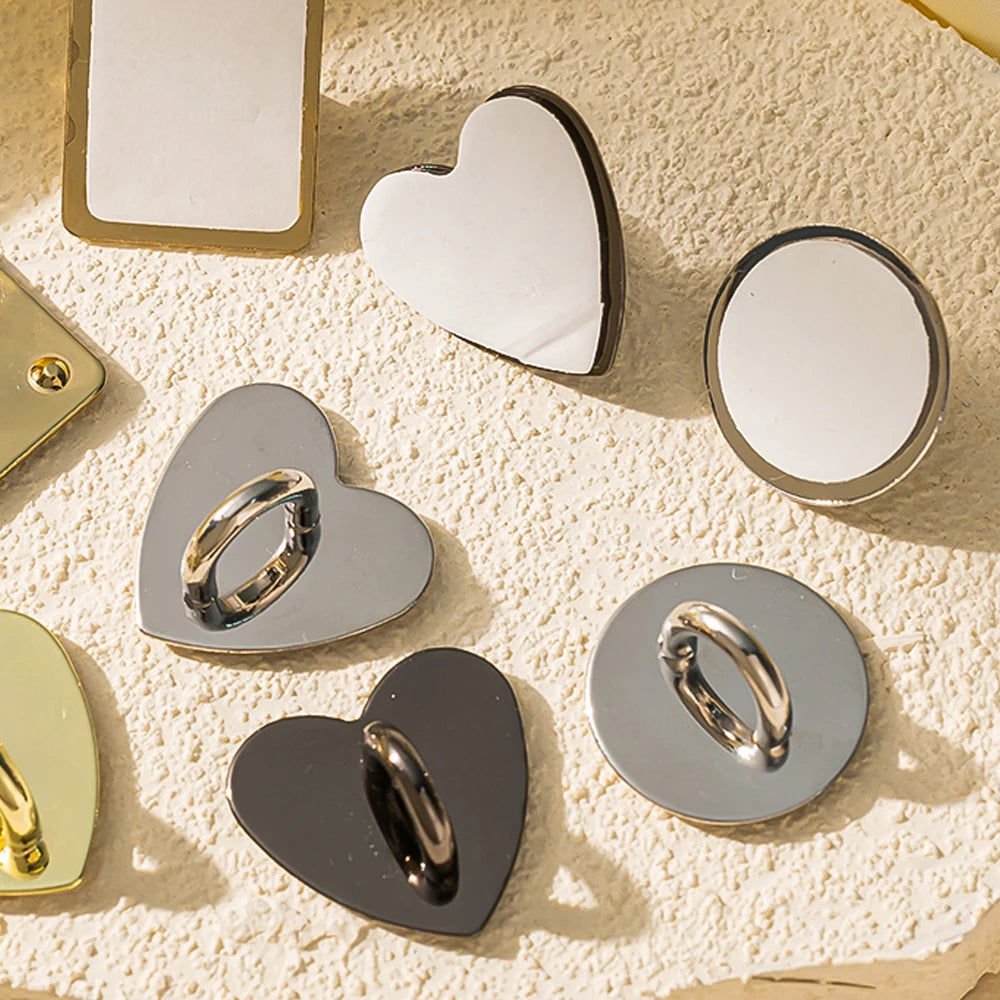 5pcs Heart Round Phone Charm Hooks Finger Grip Loops for DIY Cute Phone Cases Jewelry Making Supplies Metal Accessories Oasis Select
