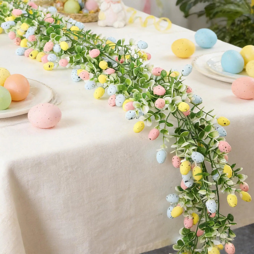 2Pcs Easter Egg Garland For Mantle Spring Vine Flower Easter Garland Multi Colored Artificial Hanging Wall Decor For Tree Decor Oasis Select