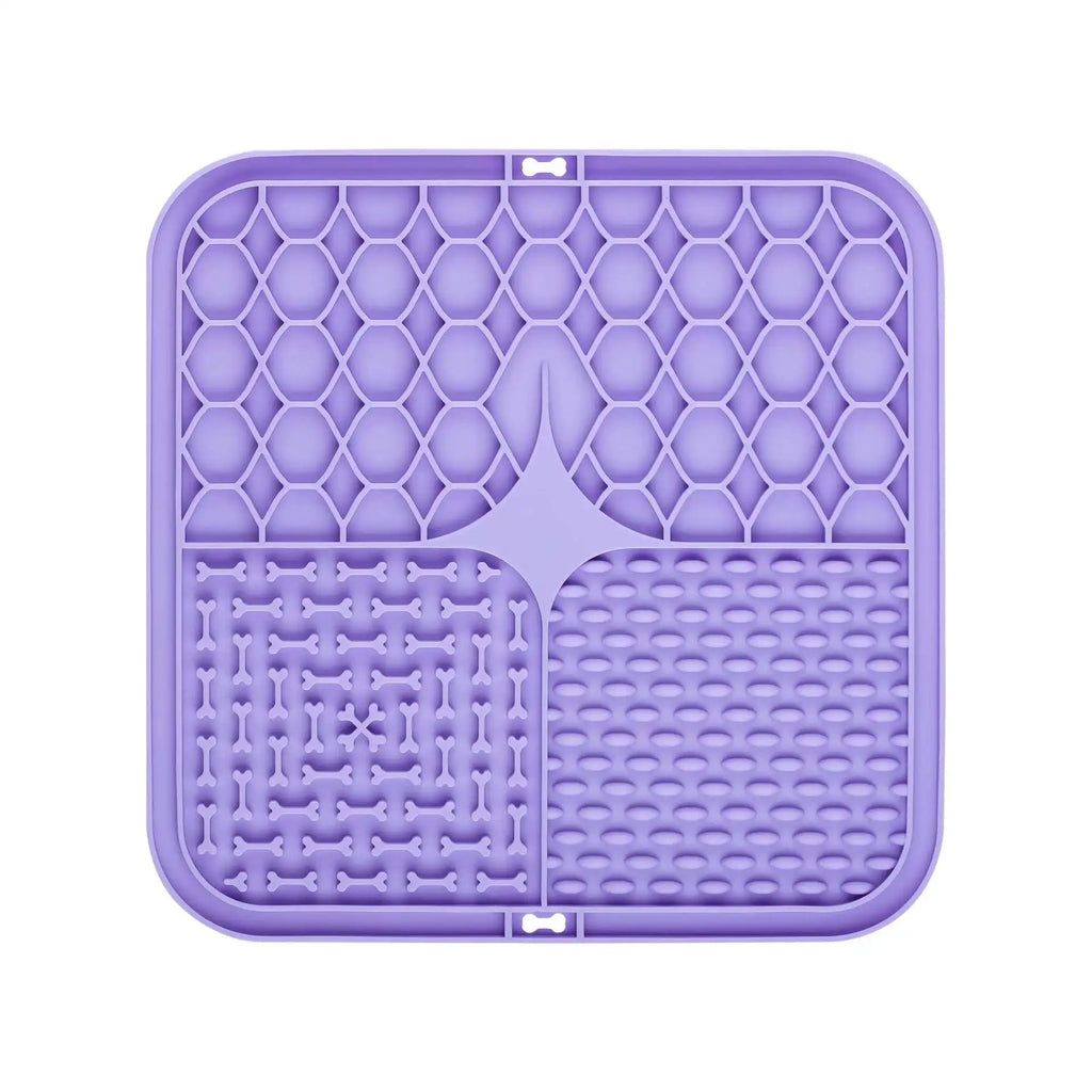 Food Grade Silicone Pet Dog and Cat Anti-Choking Slow Eating Tableware Tray Licking Mat Licking Plate Pet Yogurt Placemat Oasis Select purple-1pcs 15.5cmX15.5cm