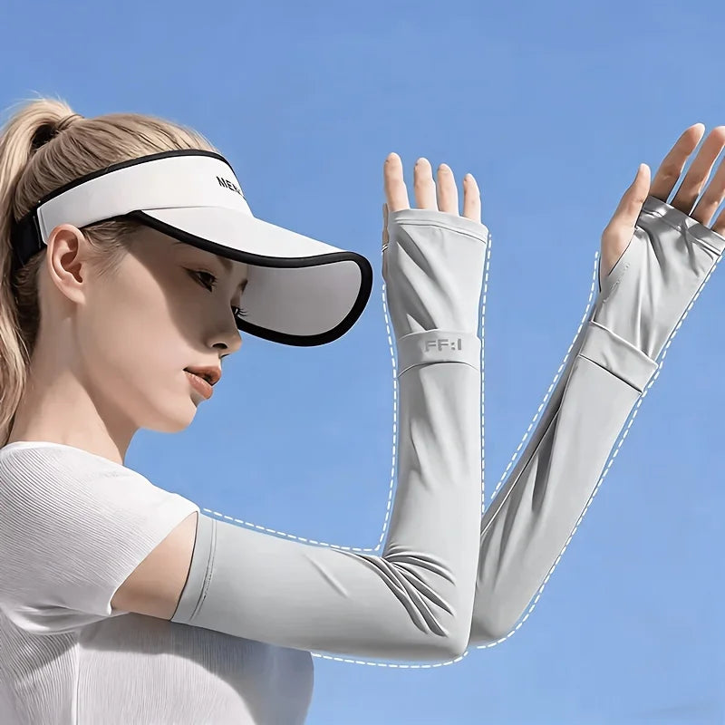 1 Pair of Summer Ultra-thin Breathable Sunscreen Ice Sleeves, Outdoor Cycling, Fishing, Driving, Sweat Absorbing Arm Sleeves Oasis Select