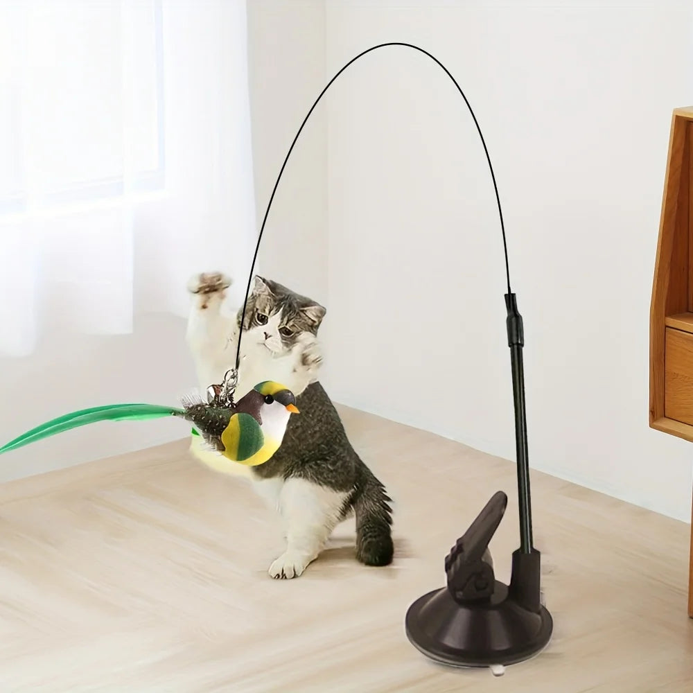 1/3pcs New cat funny cat stick steel wire long pole feather cute cat toy kitten fishing self-pleasure relief pet toy Oasis Select