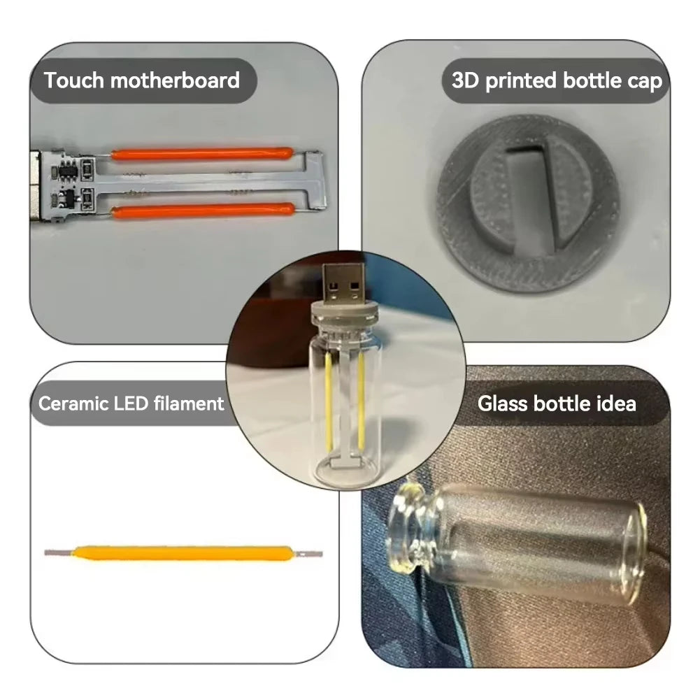 USB Touch Dimmable LED Filament Lamp – Car & Bedroom Mood Light