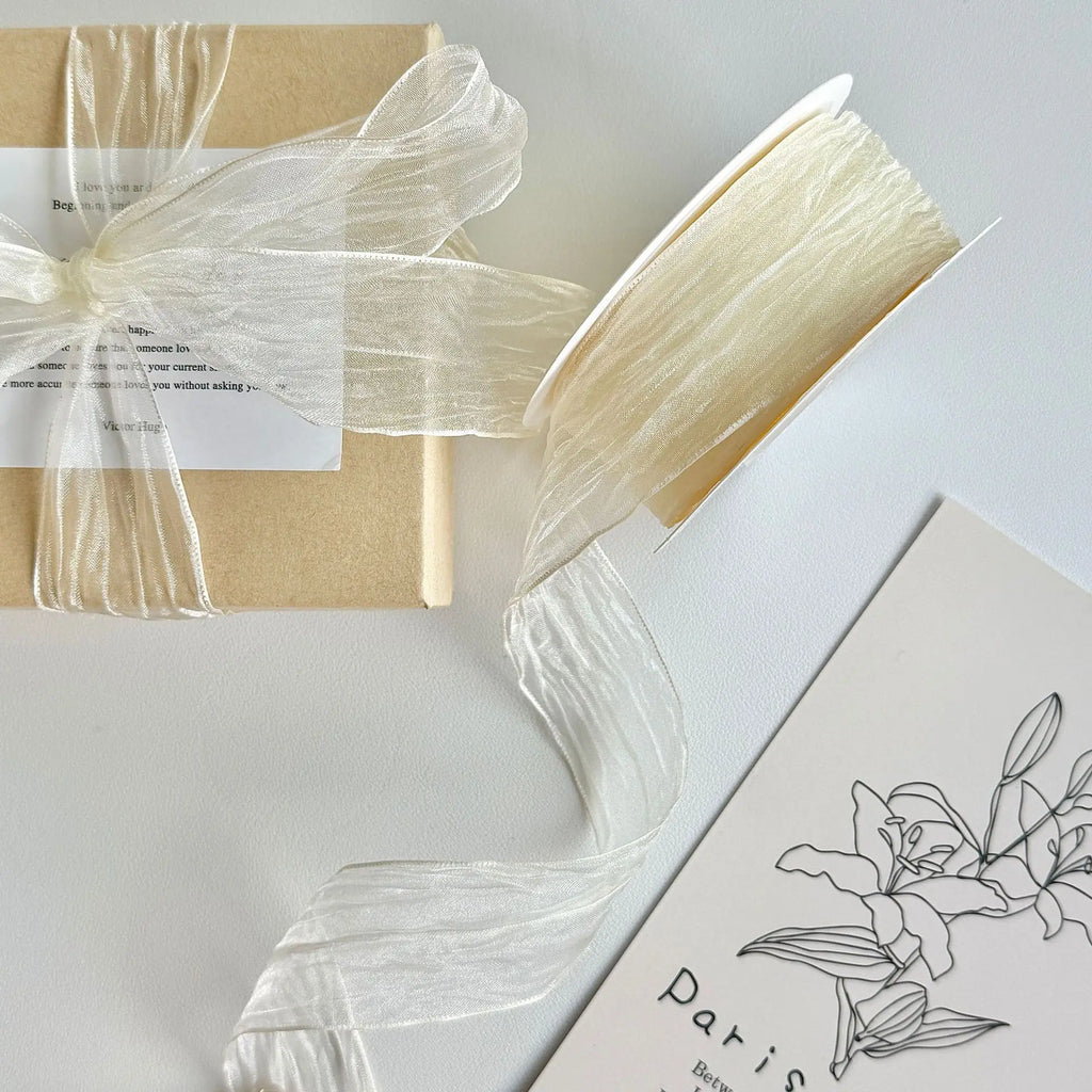 Double-sided Snow Gauze With Wavy Edges Ruffled Snow Gauze For DIY Handmade Gift Boxes, Flower Packaging Headwear Oasis Select 4cm10Yards--7