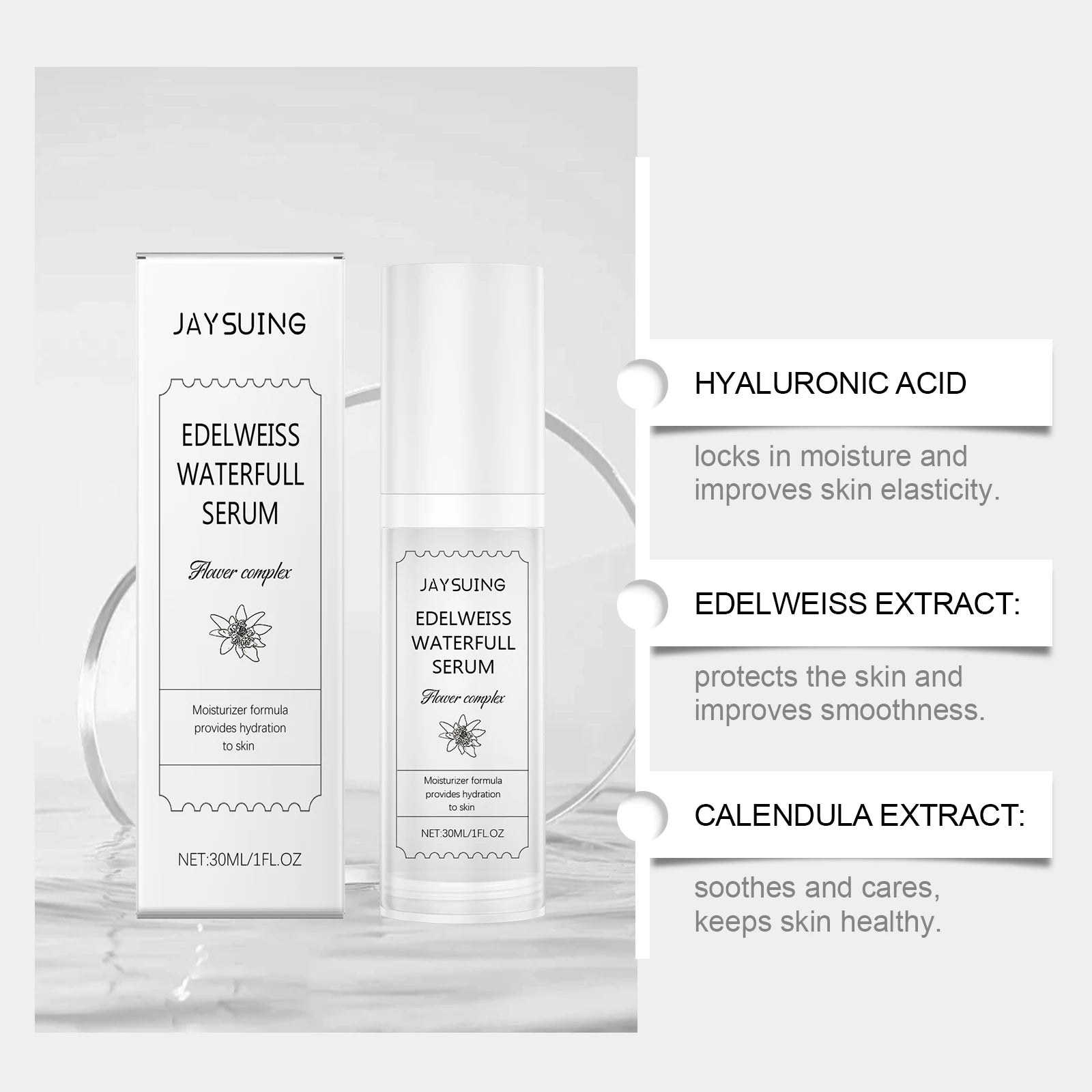 Hyaluronic Acid Essence Moisturize Soften Whiten Face Improve Rough Dull Skin Reduce Fine Lines Wrinkles Refreshing Facial Serum Oasis Select